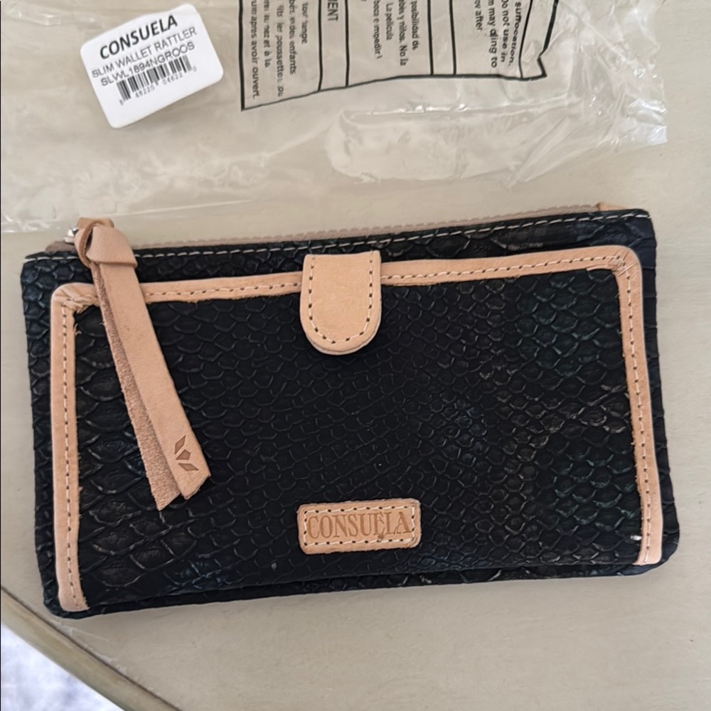 Consuela Black and Tan Women's Wallet - Slim Rattler- new